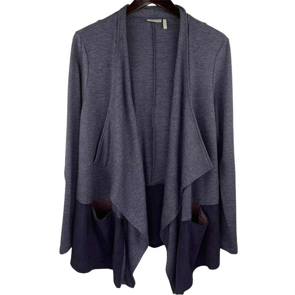 LOGO Lori Goldstein French Terry Waterfall Cardigan Size Large